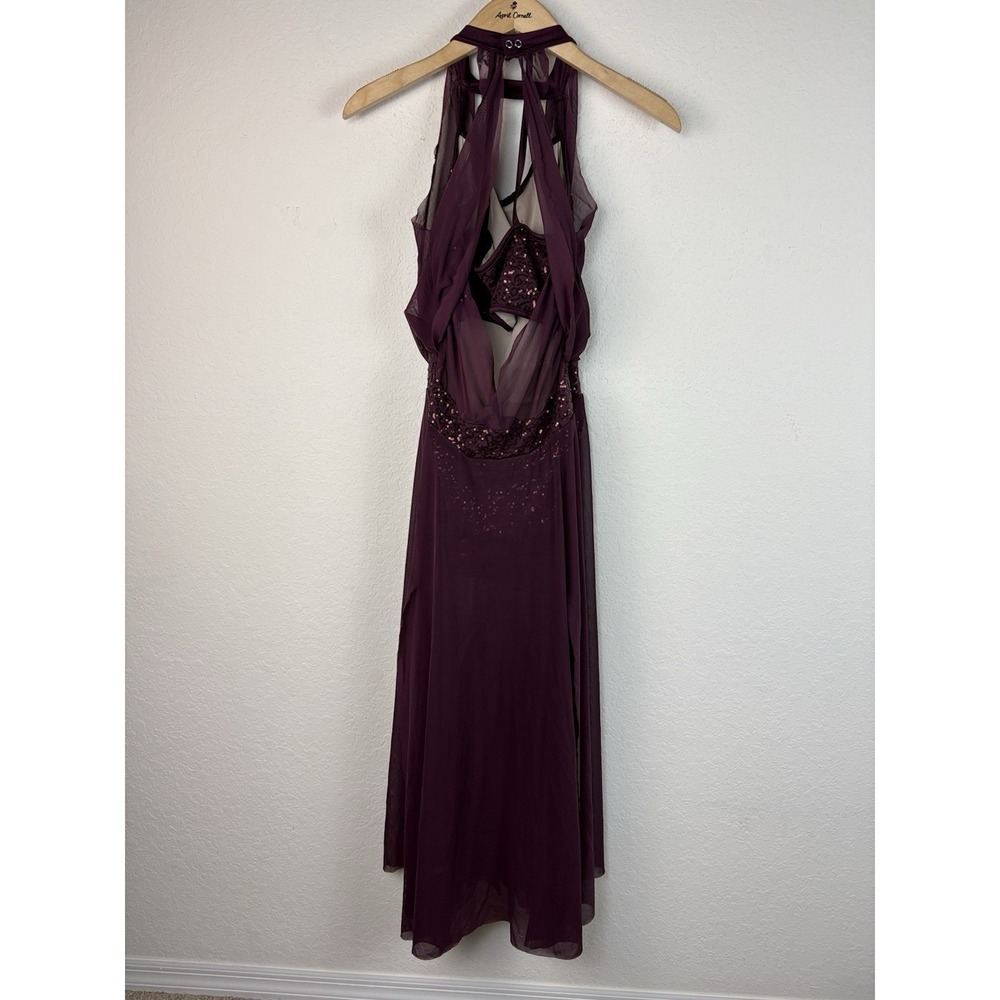 WEISSMAN Dance costume mesh dress leotard LA adult L Maxi Purple 14155 - Picture 6 of 9